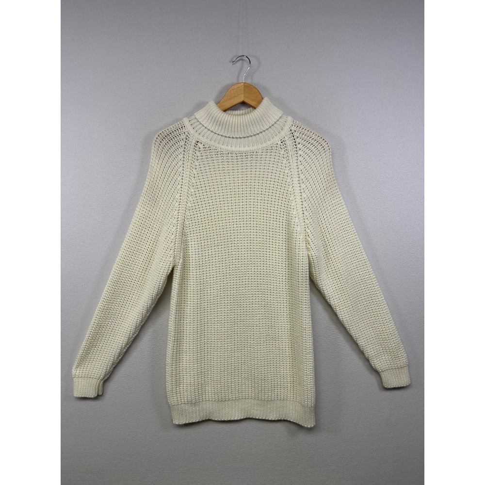 Vintage Coastal Mister Noah Womens Small Cream Turtleneck‎ Chunky Knit Sweater